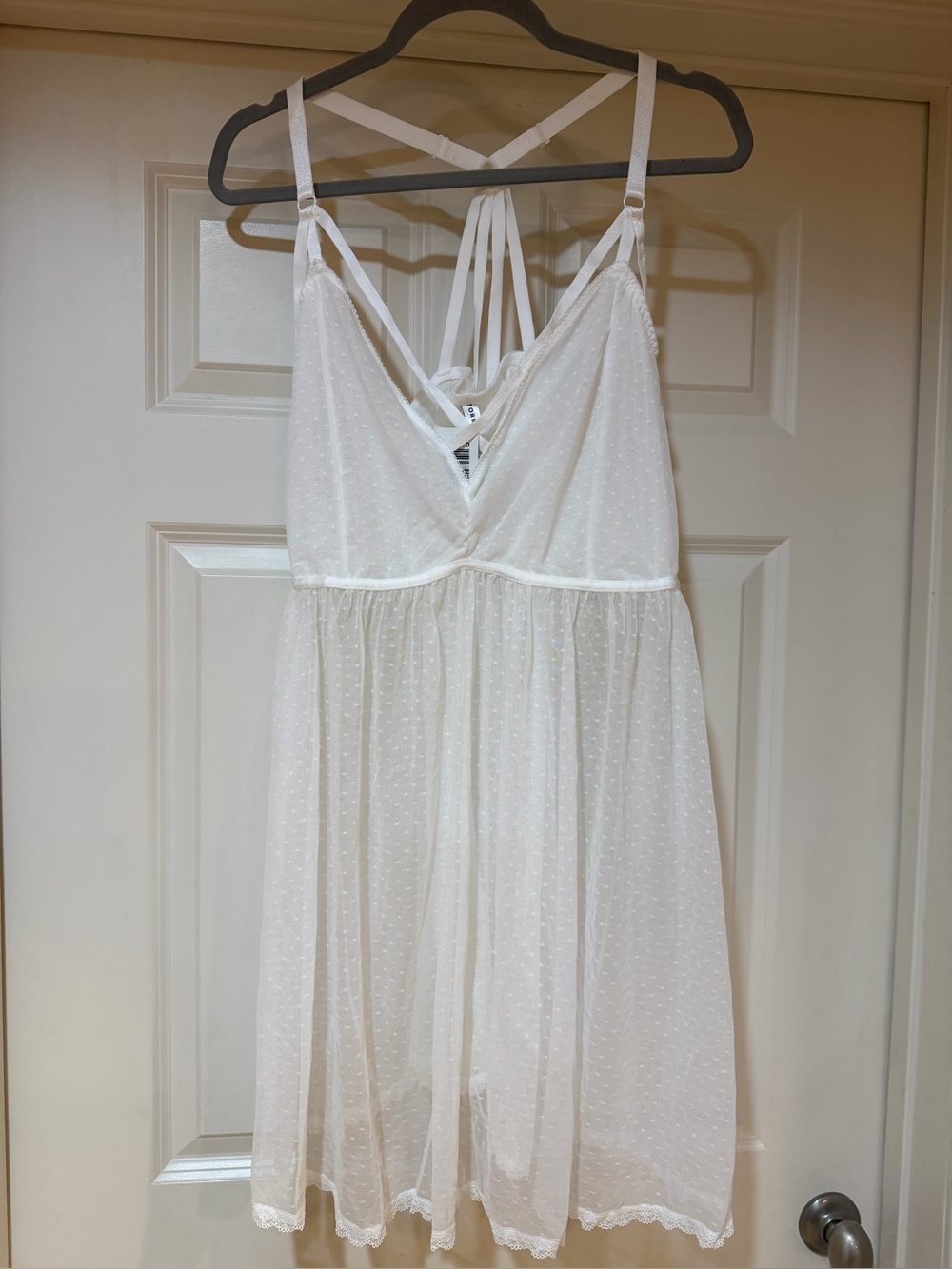 White Mesh Strappy Chemise Nightdress - Women Intimates